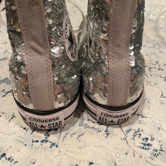 Converse Silver Sequin High-Top Sneakers - Picture 3 of 9
